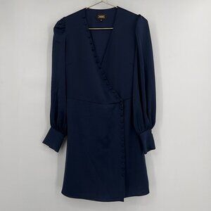 Alexia Admor Navy Long Sleeve Faux Wrap Mini Dress – Size 6